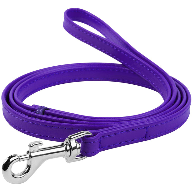Waudog Flat Leather Clip-Leash 25mm - Purple image