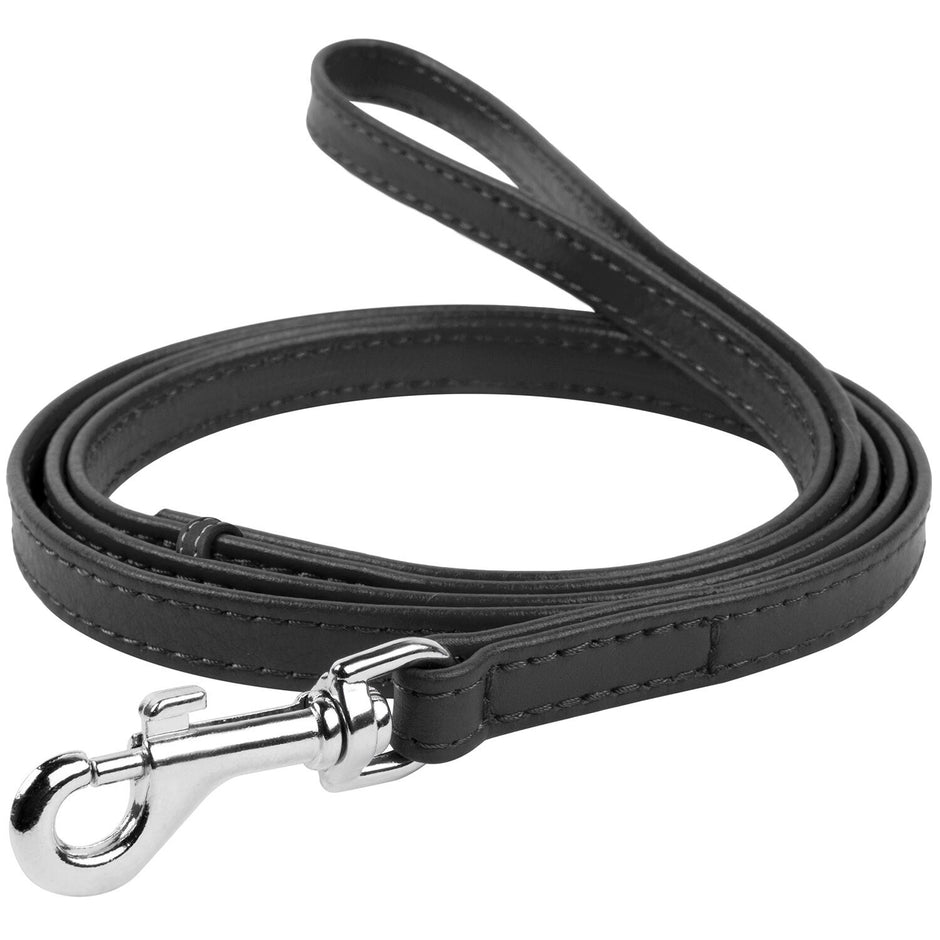 Waudog Leather Snap Leash 9mm - Black image