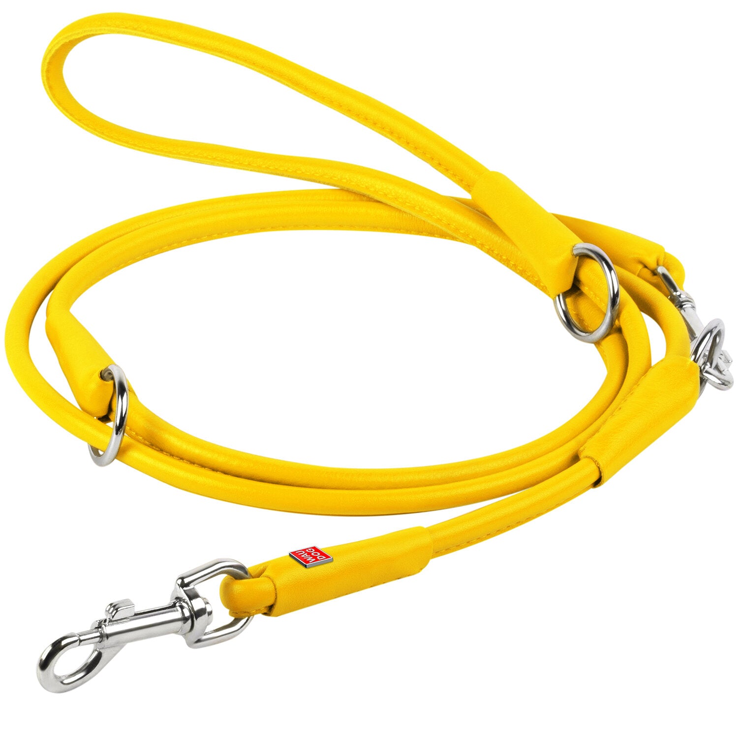 Waudog Adjustable Leather Leash - Yellow image