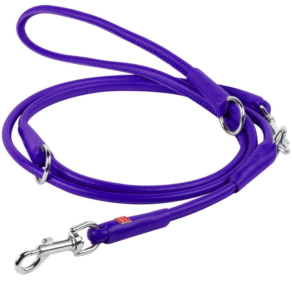 Waudog Adjustable Leather Leash - Purple image
