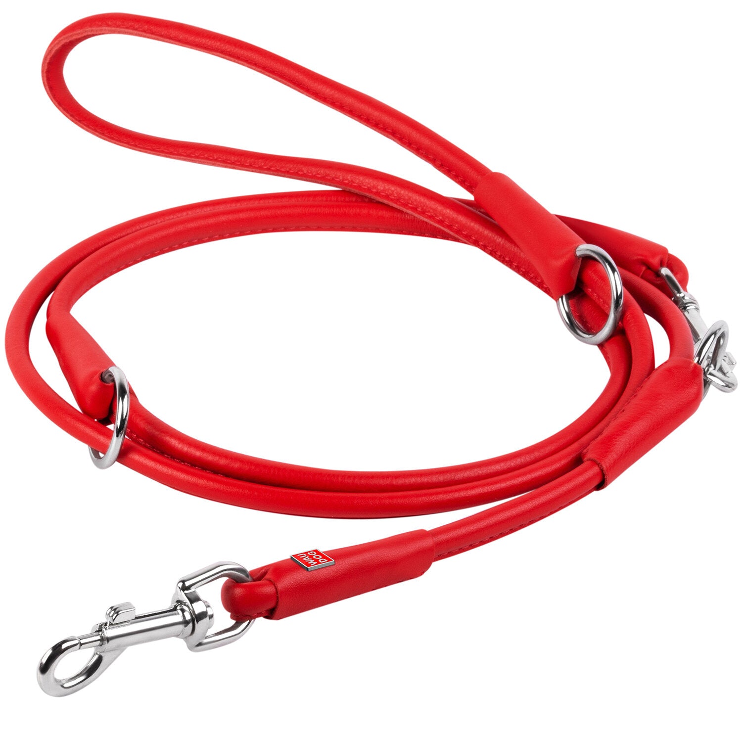 Waudog Adjustable Leather Leash - Red image
