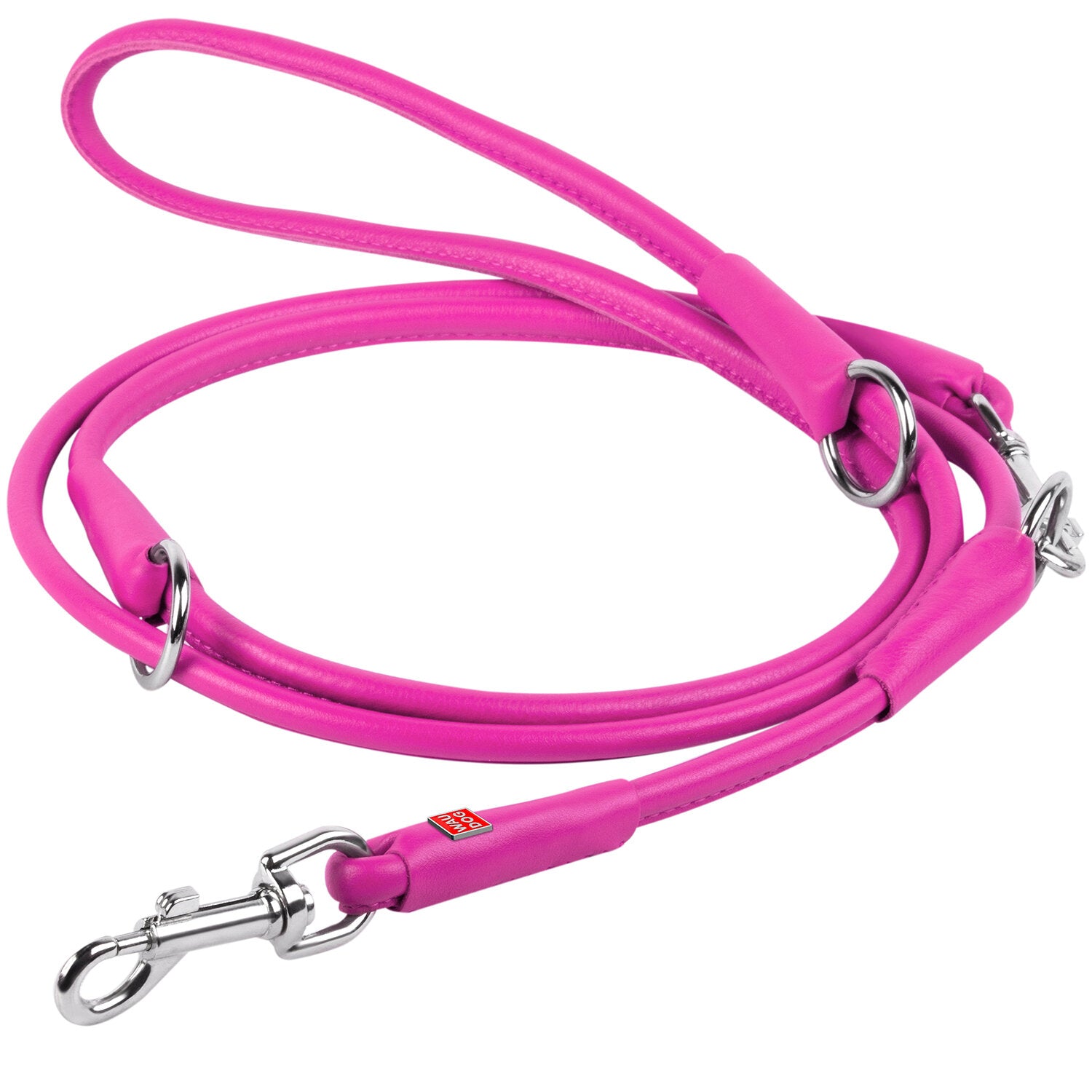 Waudog Adjustable Leather Leash - Hot Pink image