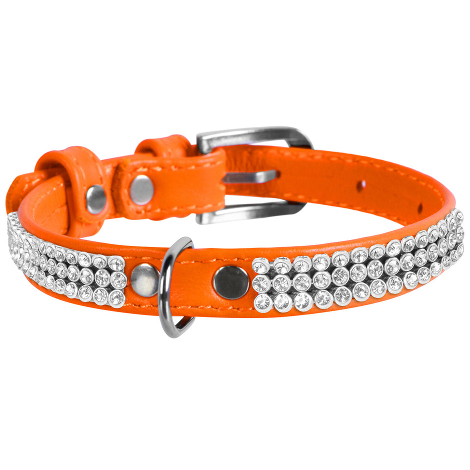 Waudog Crystal Leather Collars XSmall - Orange image