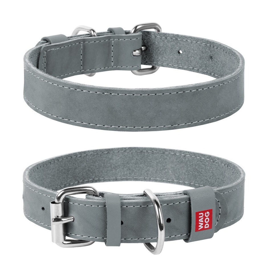 WAUDOG Classic Leather Dog Collar XXsmall - Grey image