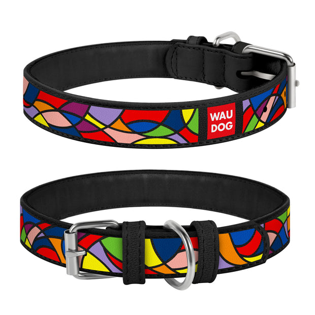 Waudog Vitrage Black Leather Collar