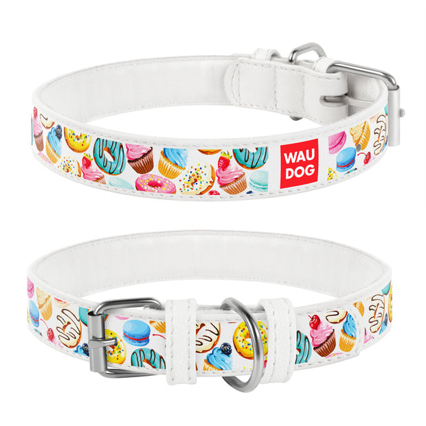 Waudog Donuts White Leather/Collar