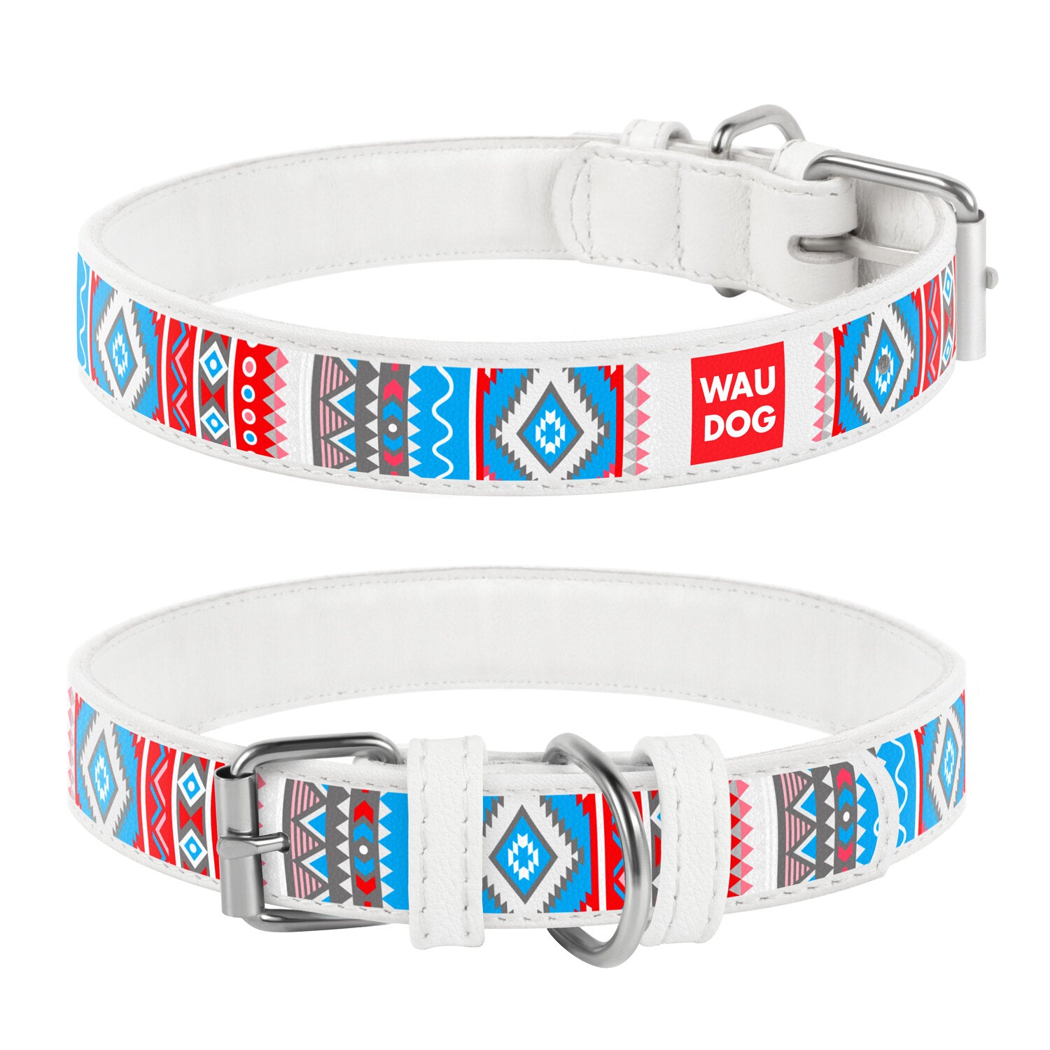 Waudog Ethno White Leather Collars