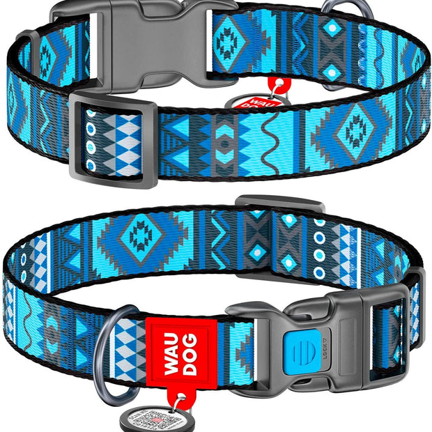 WAUDOG Ethno-Blue Nylon Collar
