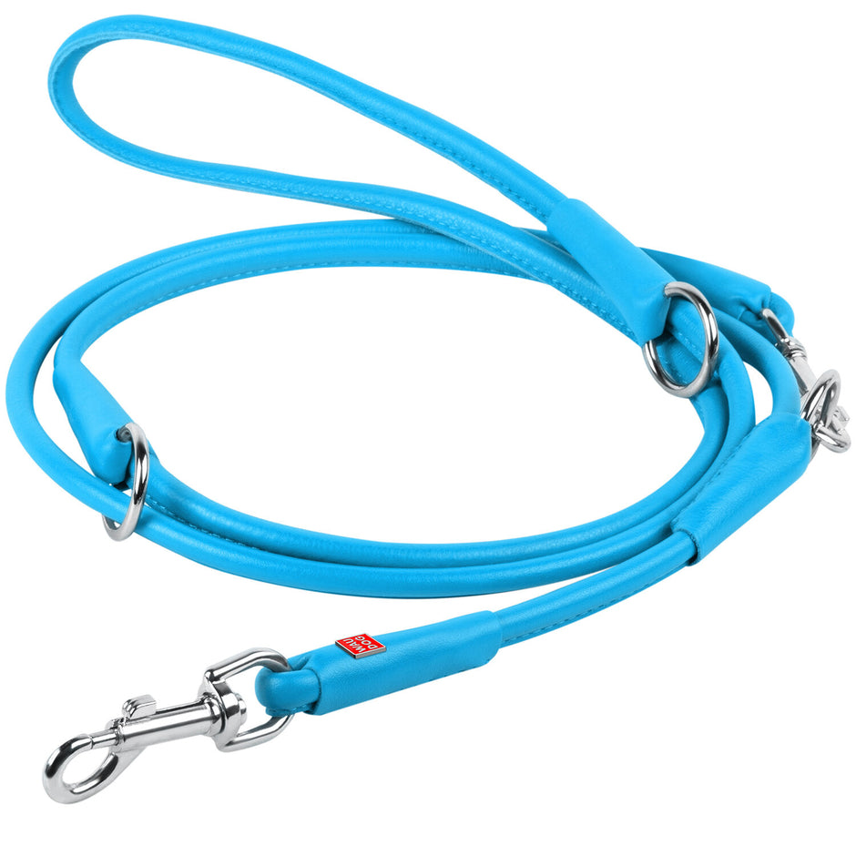 Waudog Adjustable Leather Leash - Blue image