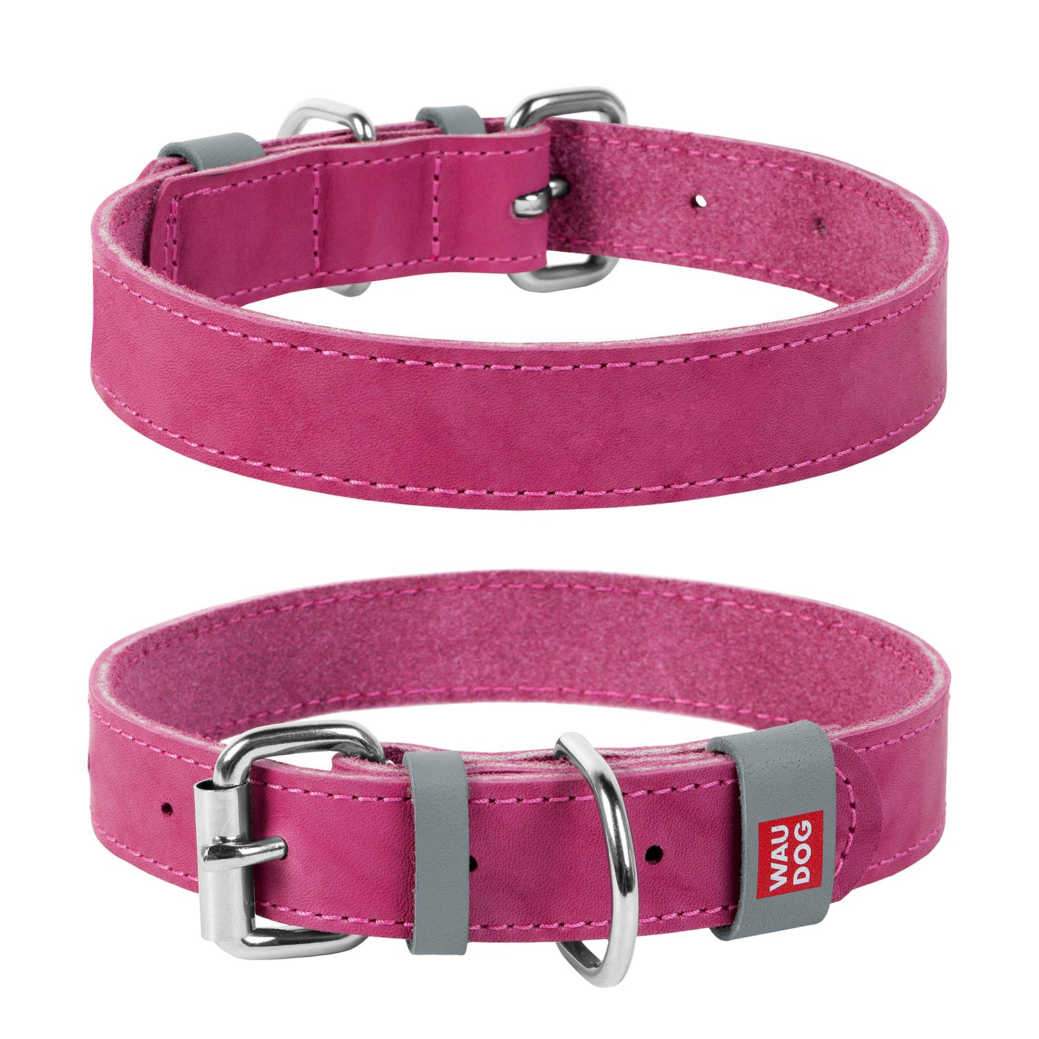 WAUDOG Classic Leather Dog Collar Medium - Pink image