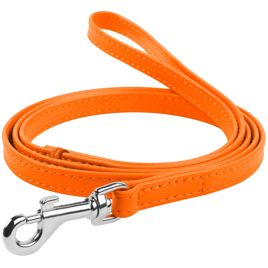 Waudog Leather Snap Leash 9mm - Orange image