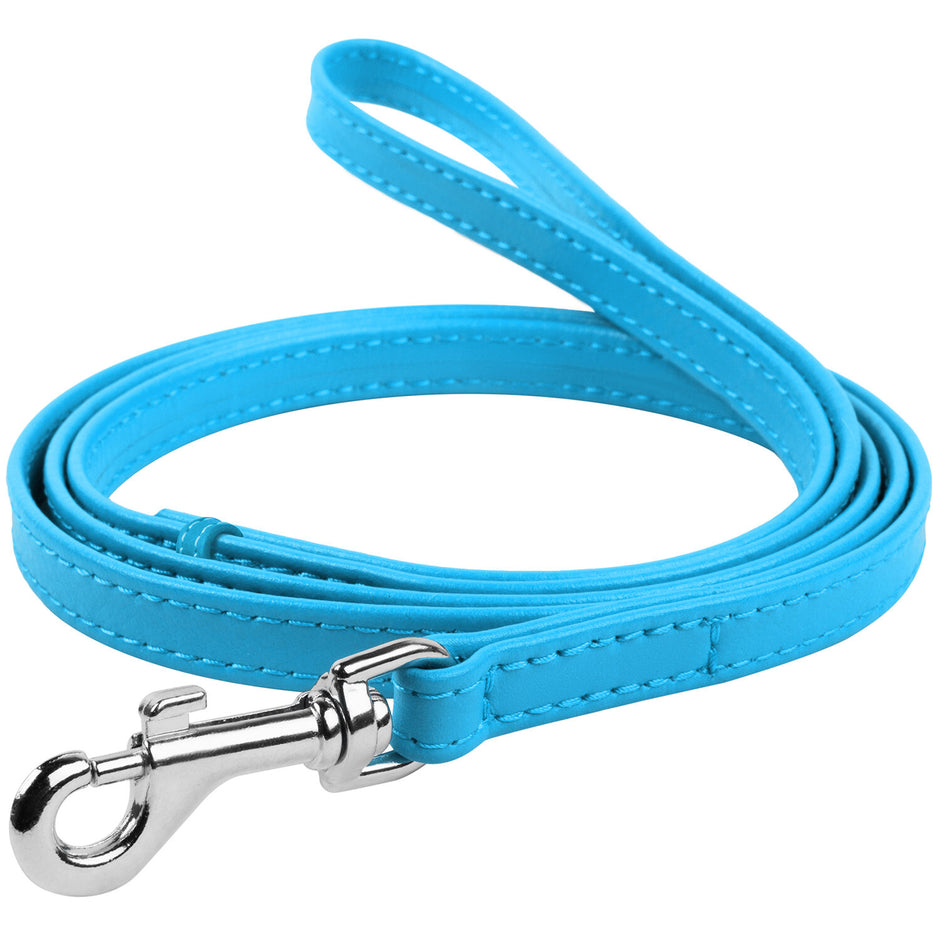 Waudog Leather Snap Leash 9mm - Blue image