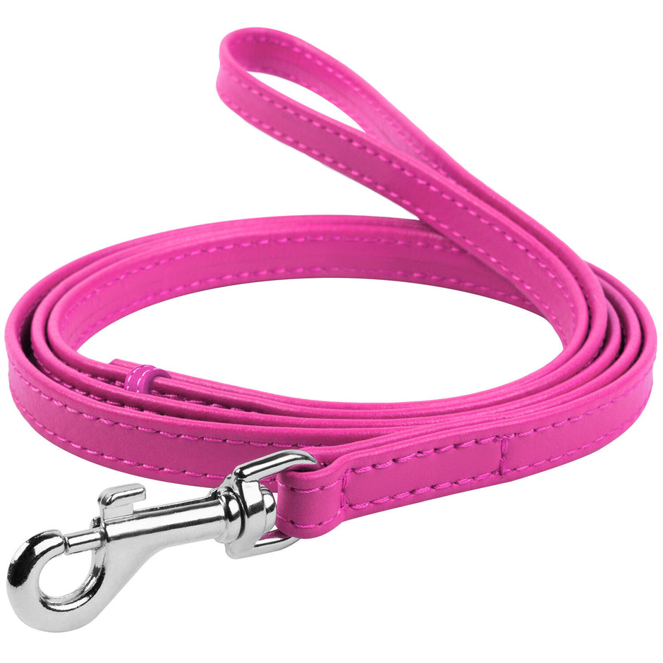 Waudog Leather Snap Leash 9mm - Hot Pink image