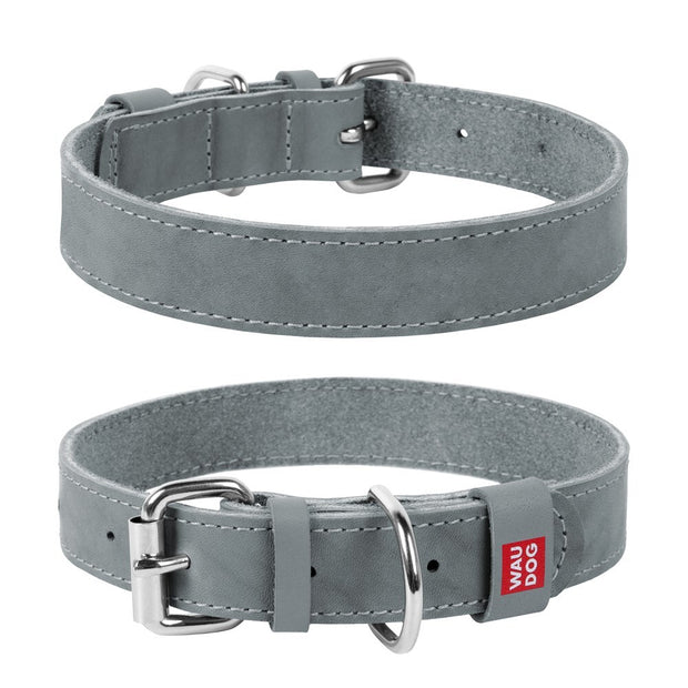 WAUDOG Classic Leather Dog Collar Medium - Grey image