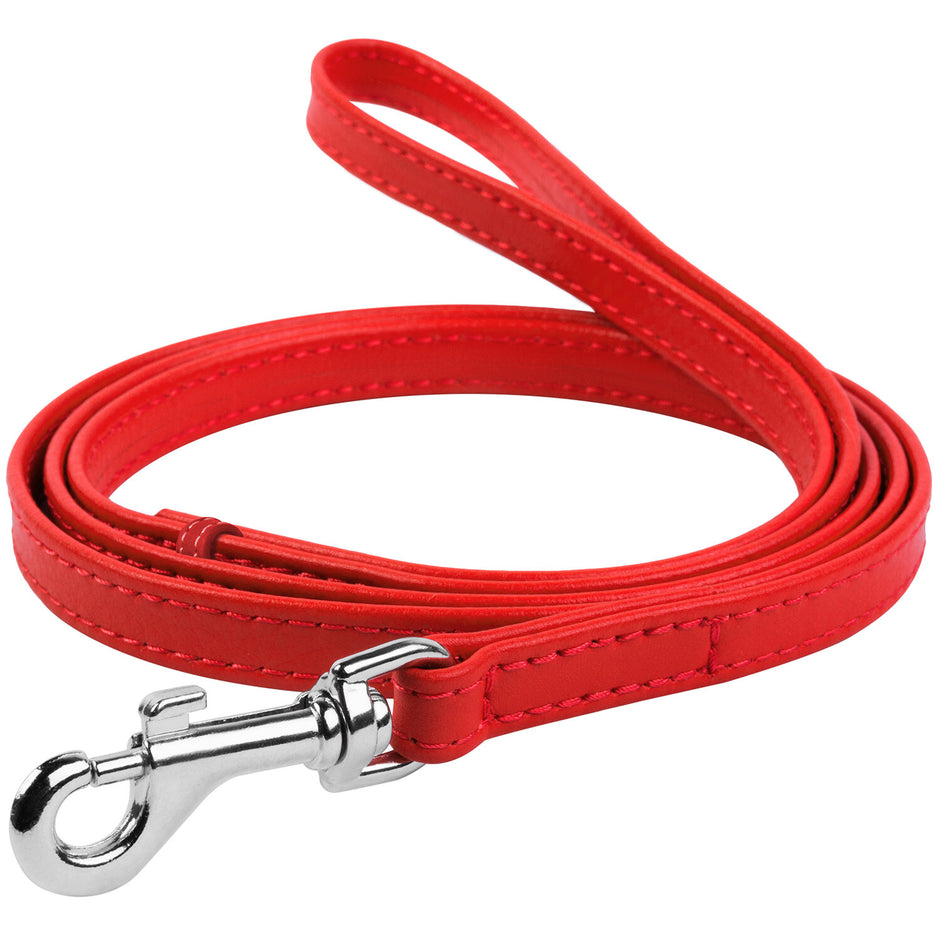 Waudog Leather Snap Leash 9mm - Red image
