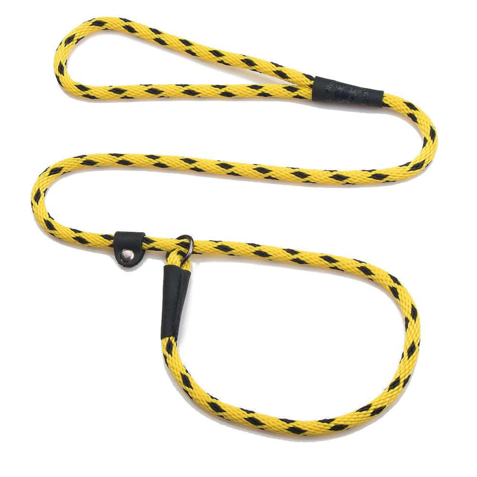 Mendota British Style Small Slip Leash 10mm x 1.2m - Black Ice - Yellow image