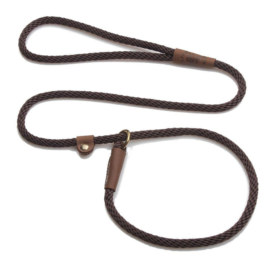 Mendota British Style Small Slip Leash 10mm x 1.2m - Dark Brown image