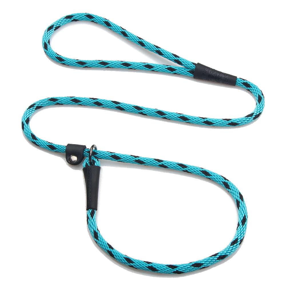 Mendota British Style Small Slip Leash 10mm x 1.2m - Black Ice - Turquoise image