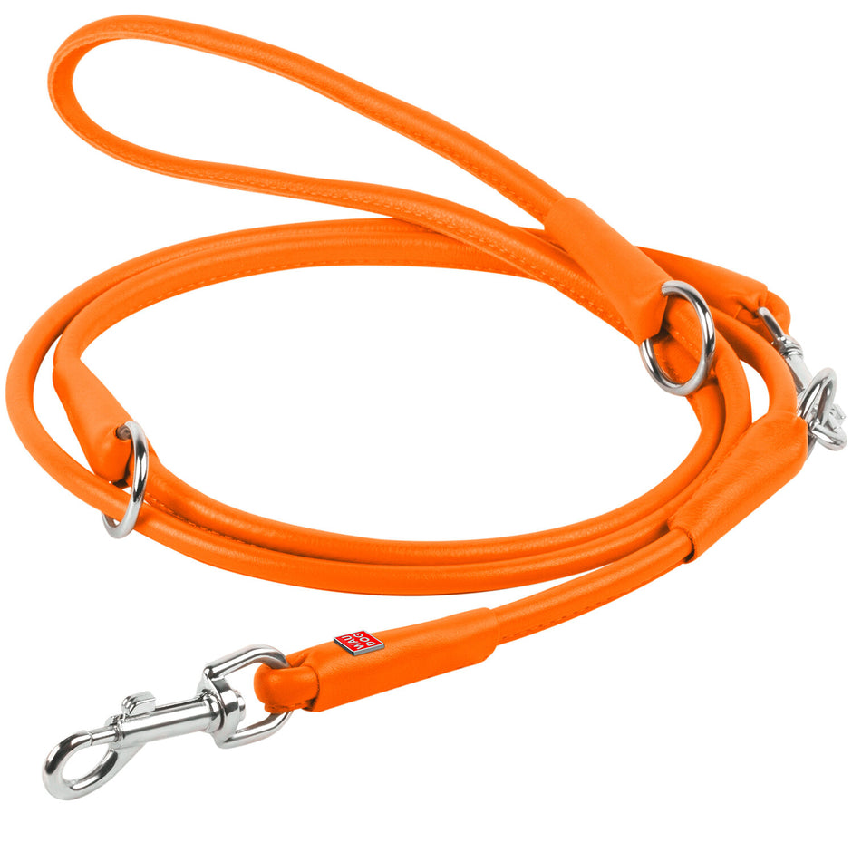 Waudog Adjustable Leather Leash - Orange image