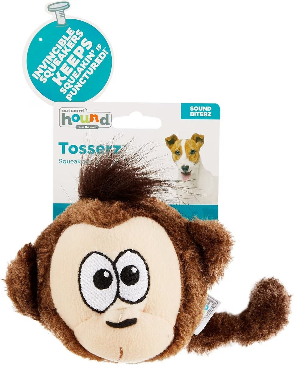 Outward Hound Tosserz Squeaking Monkey Dog Toy