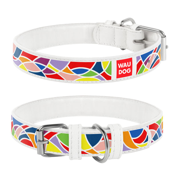 WAUDOG Vitrage White Leather Collars