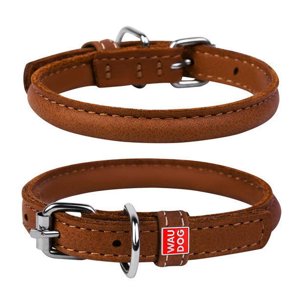 Waudog Round Soft Leather Dog Collar XSmall